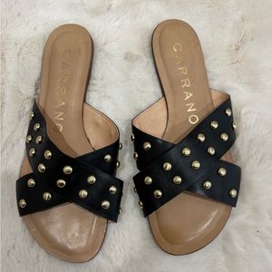 Brand new black leather studded sandals